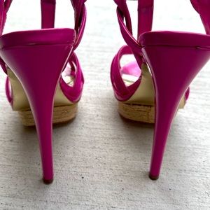 Bebe Magenta Espadrille Platform Heel Sandals Size 8